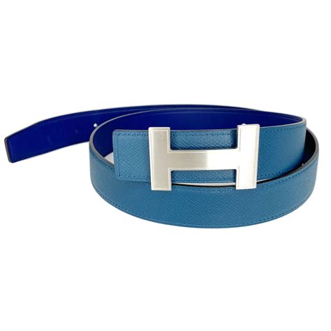 hermes platinum belt blue